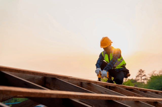 Professional roof repair service in action